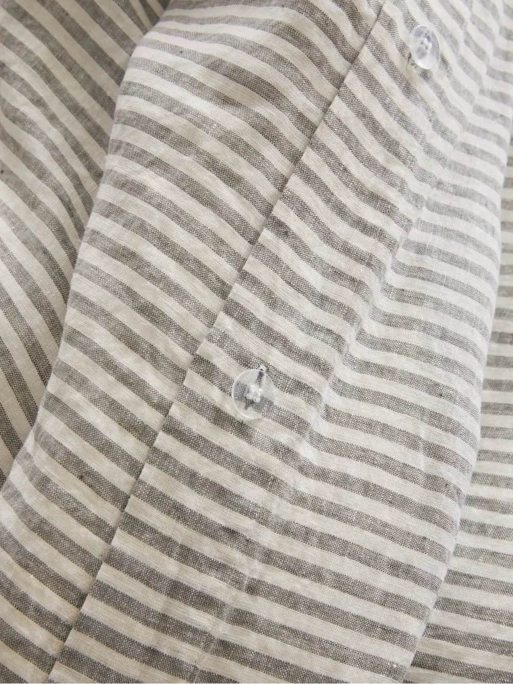 NWOT Quince European Linen Stripe 3 Pc Duvet Cover Set, Full/Queen (Gray/White)